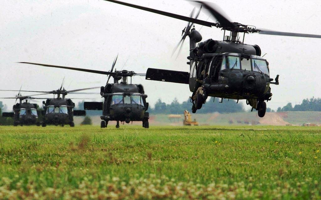 Group of Sikorsky UH-60 Blackhawk Helicopter