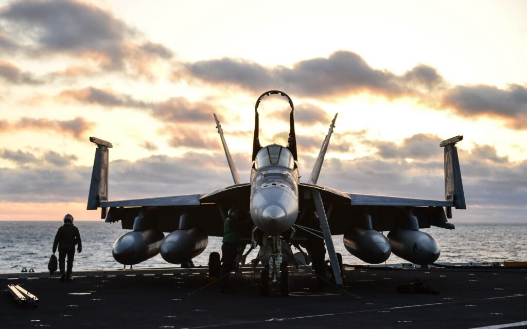 Boeing FA-18 Stand on Aircraft Carrier