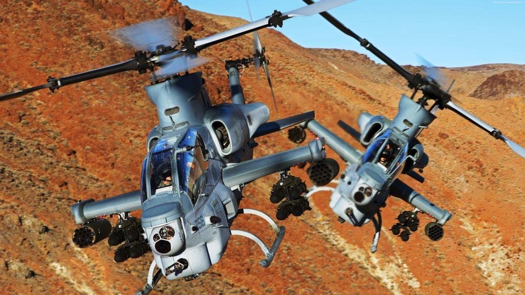 TWO AH-1 Cobra Attack Helicopter