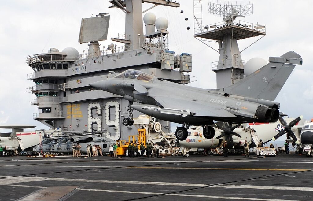 Rafale take off on USS Dwight D. Eisenhower aircraft carrier