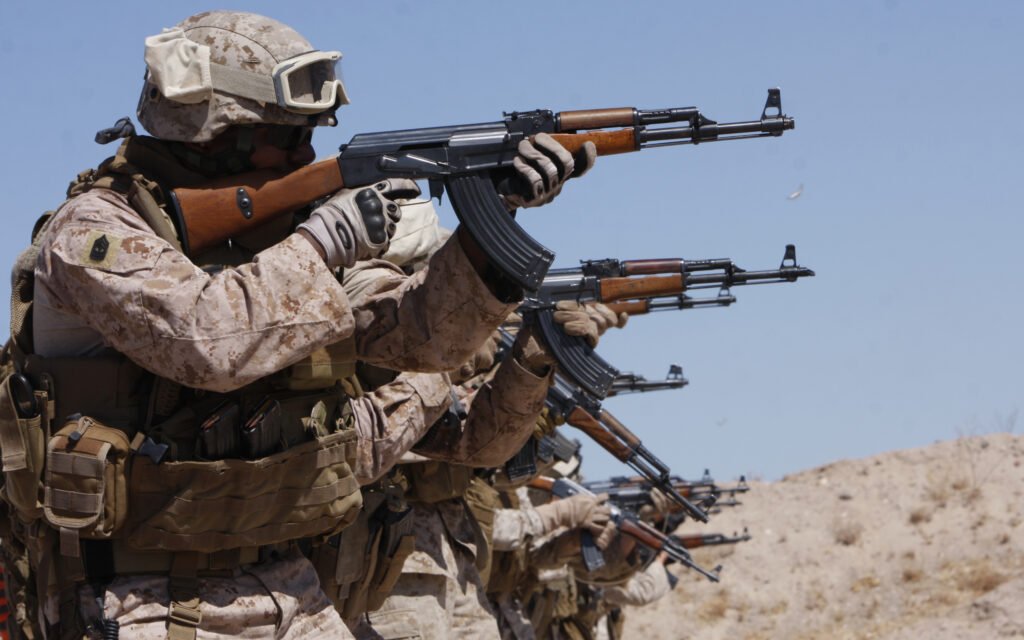 Soldier Holding guns for firings